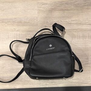 Black Pebbled Leather Mini Backpack